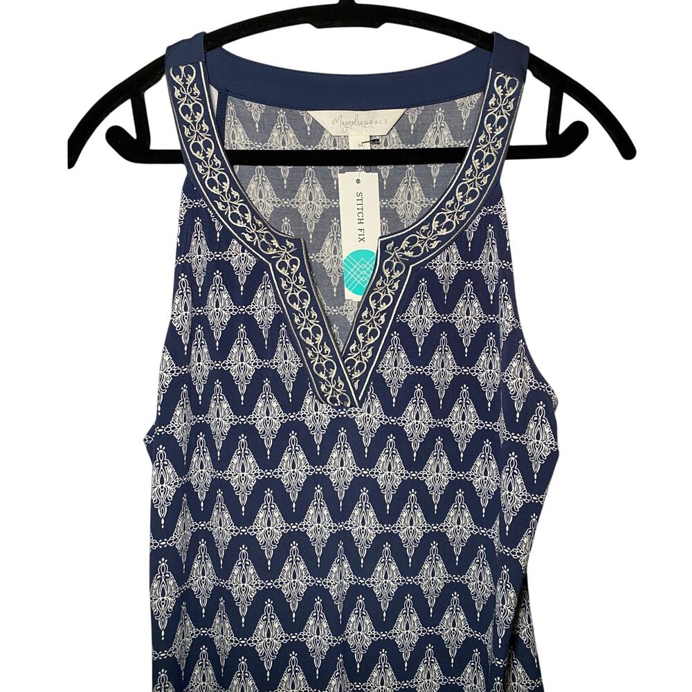 Magnolia Grace -  Blue White Pattern Midi Dress - M NWT